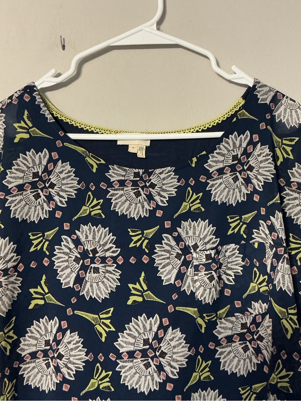 Meadow Rue Navy Layered Top with Pattern - Picture 3 of 8